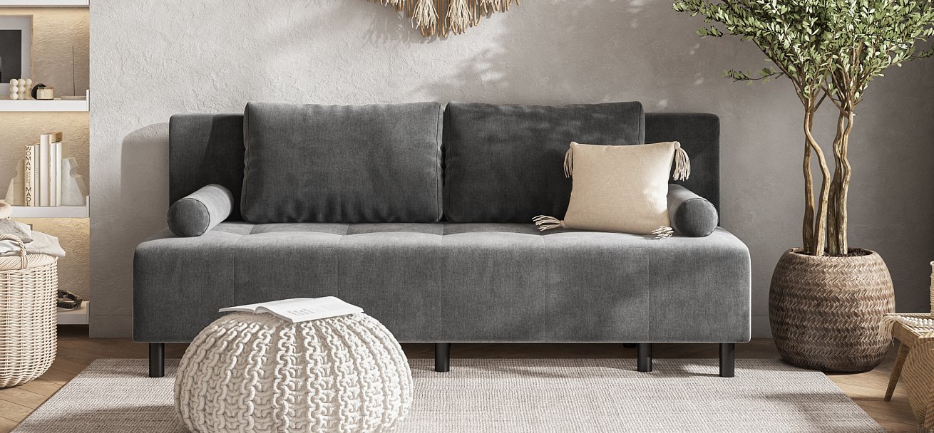 Бостон Мини диван Велюр Монолит серый