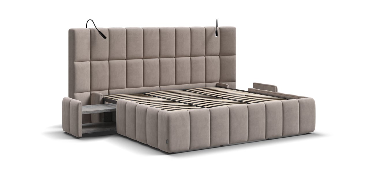 Кровать BOSS.XO 180*200 велюр Monolit латте