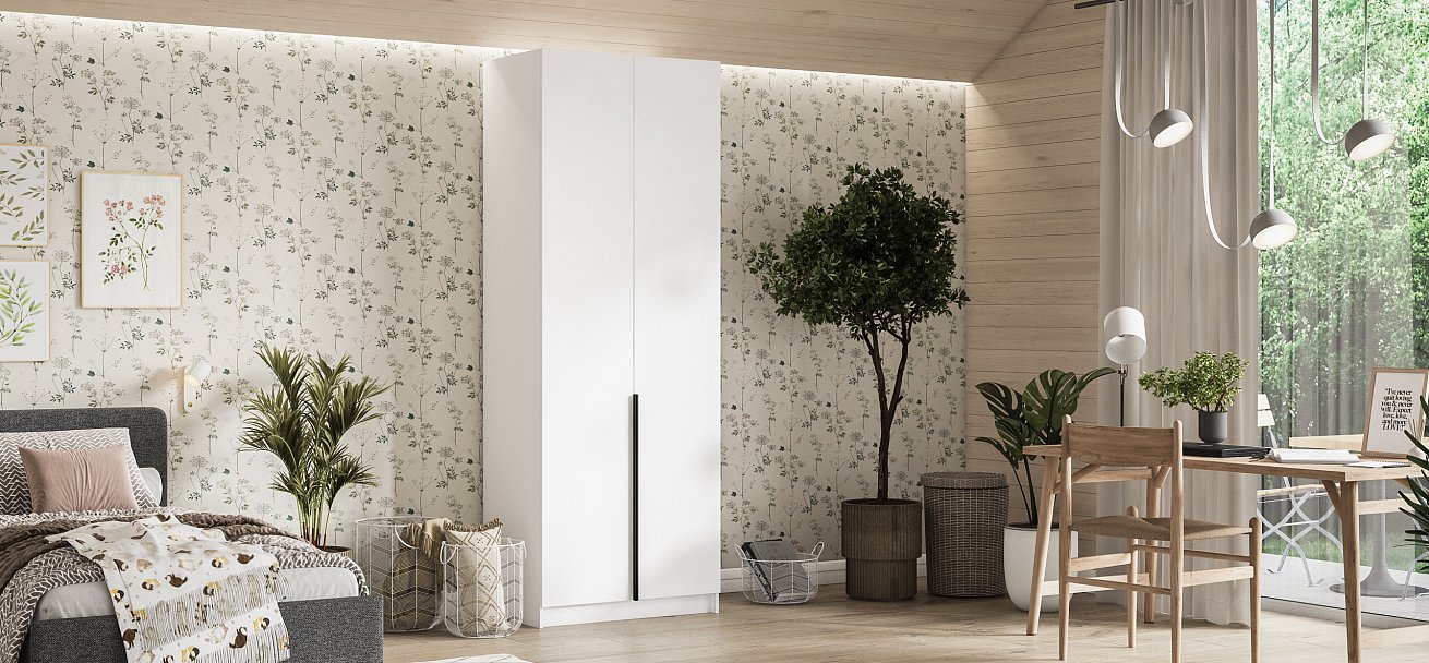 Рим 80 шкаф распашной 2Д+ящики 01 Белый