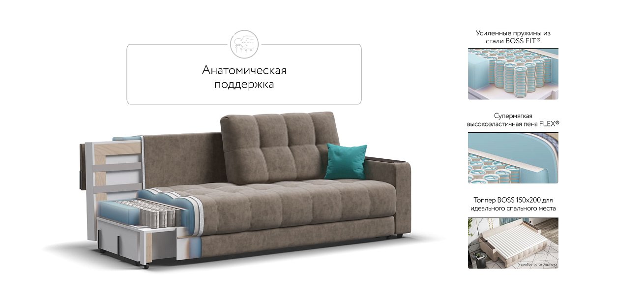 Диван BOSS 2.0 Велюр Роял тауп