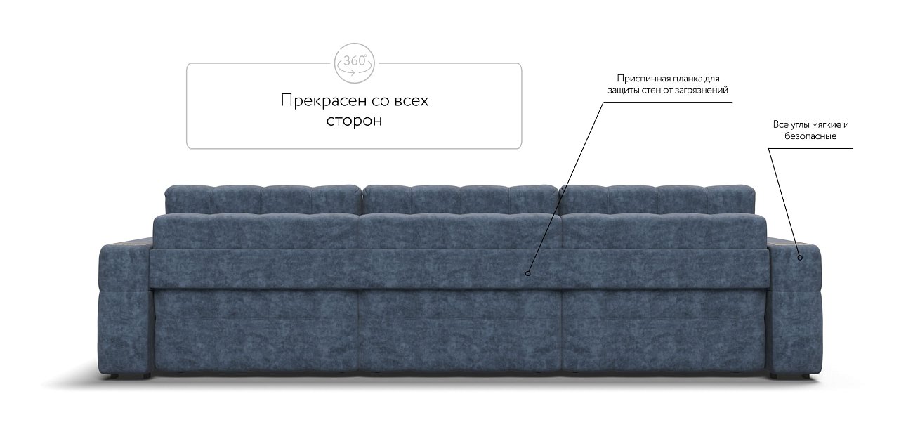 Диван BOSS.XO MAX Велюр Royal топаз NEW / WOOD Rock