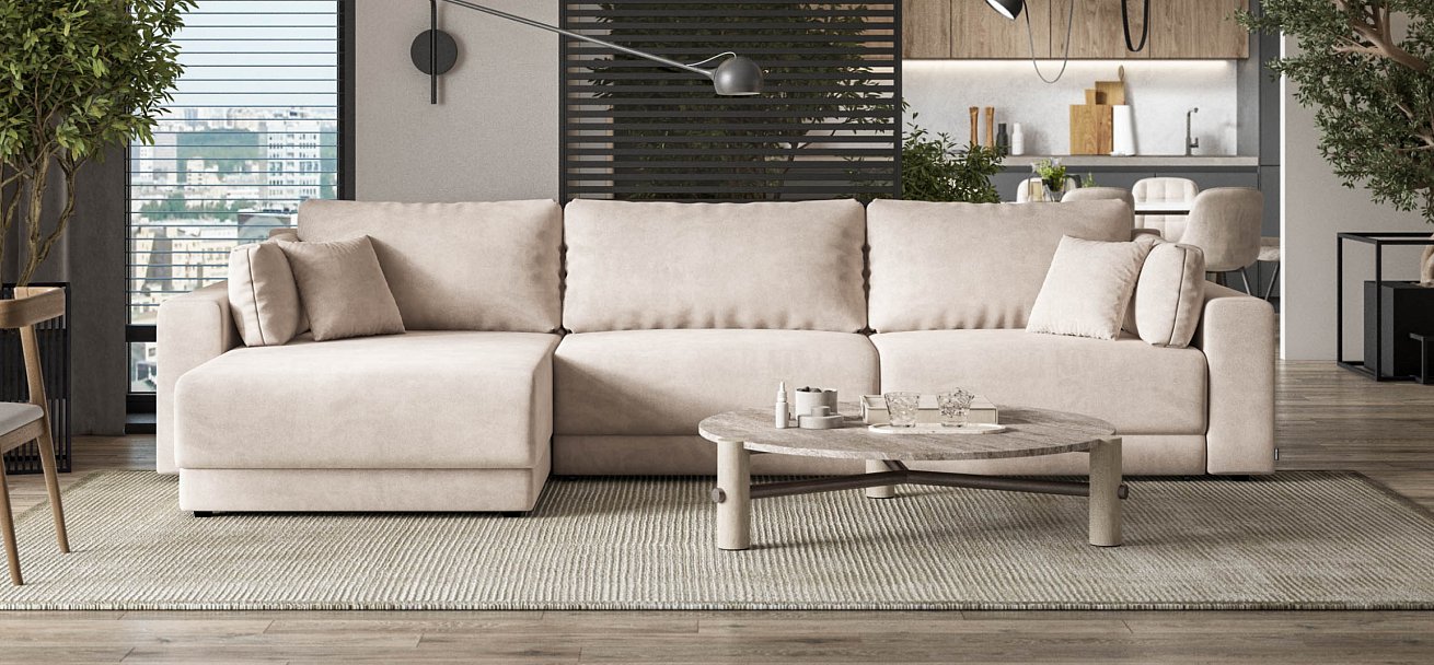 Угловой диван Босс Прайм Макс Велюр Monolit латте