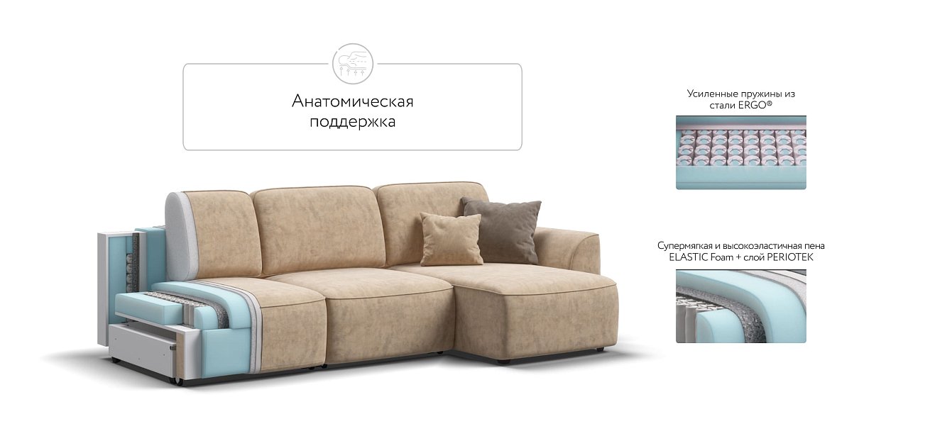 Угловой диван KING SE Велюр Роял шампань