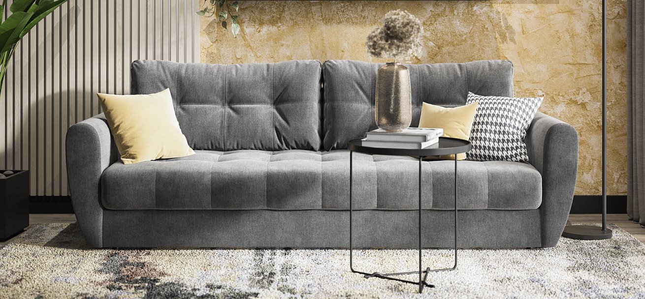 Диван Престон 2.0 велюр Monolit серый