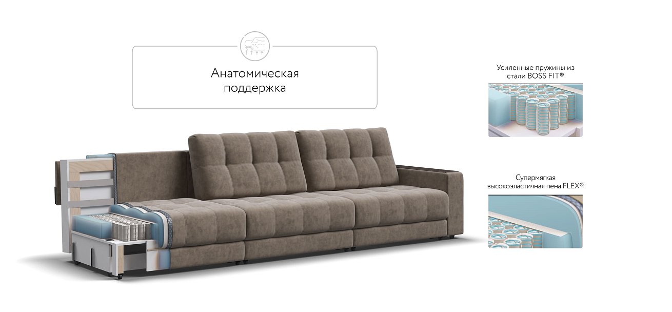 Диван BOSS GRAND Велюр Роял тауп