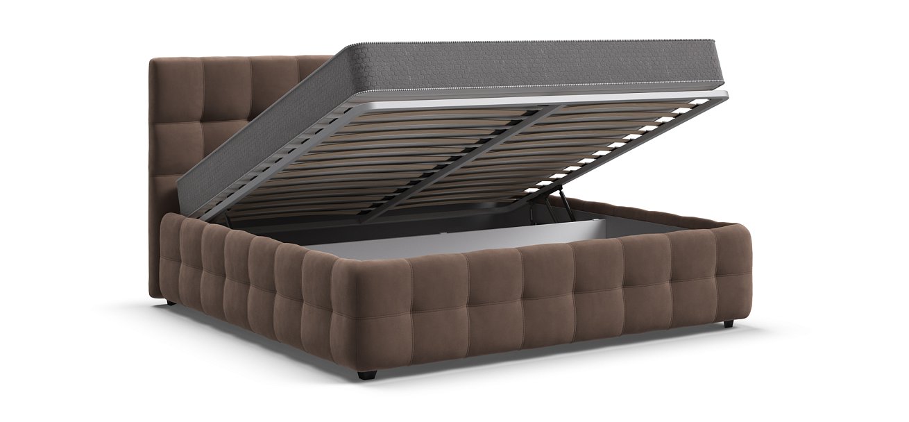 Босс Кровать+ПМ 180*200 Велюр Монолит мокко