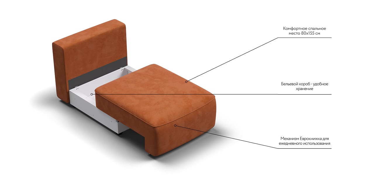 KING MODOOL база сп. место велюр Alkantara оранж