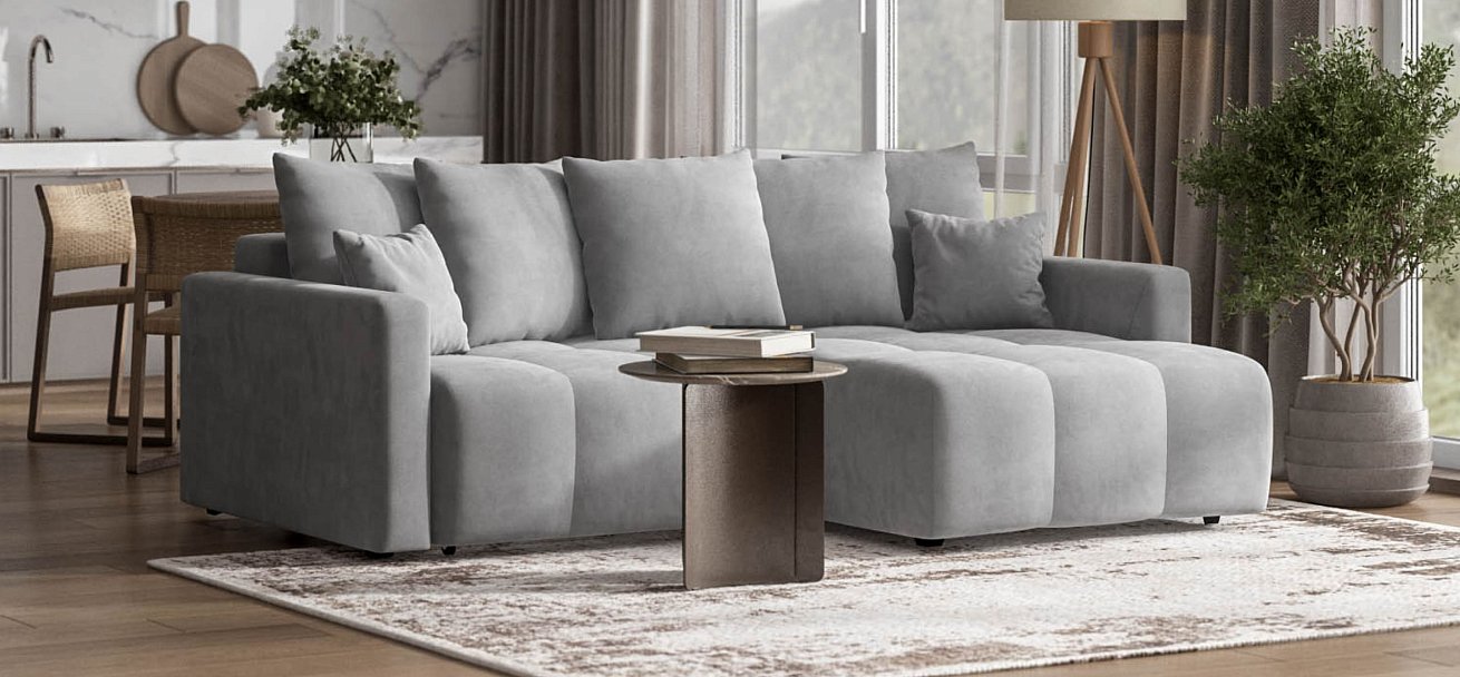 Угловой диван BOSS TREND Велюр Monolit сталь