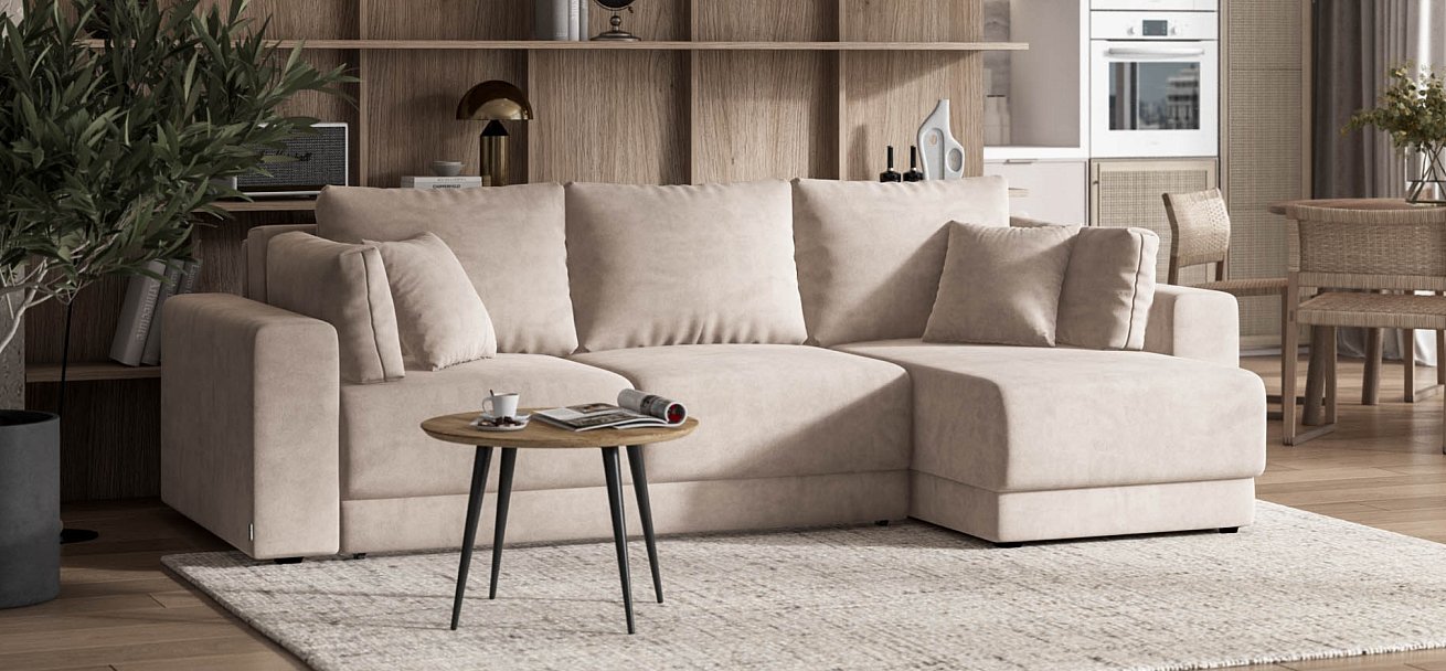 Угловой диван Босс Прайм ХЛ Велюр Monolit латте