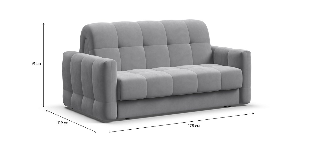 Диван BOSS Sleep 140 велюр Monolit сталь