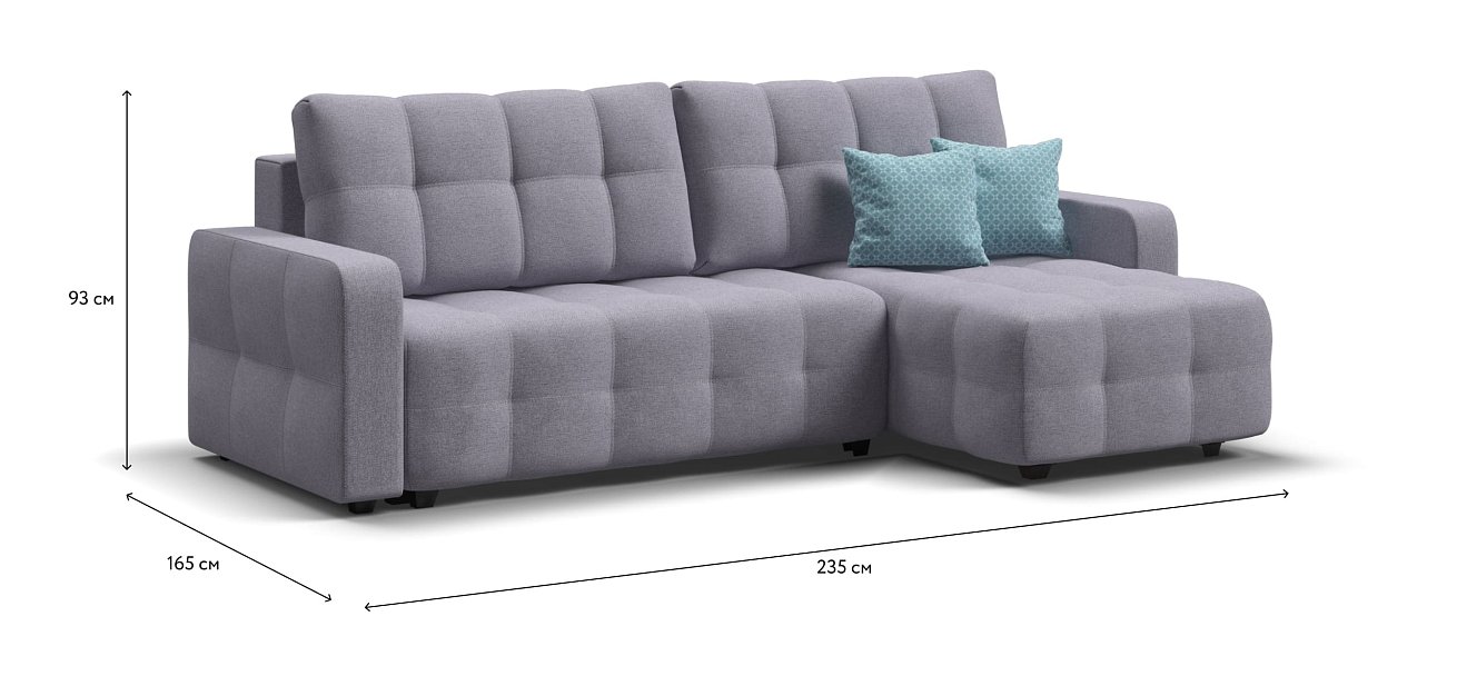 Угловой диван DANDY Euro SE Рогожка Malmo платина