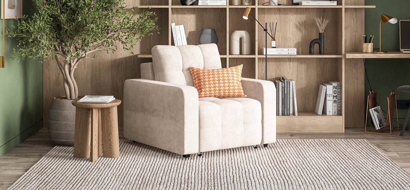 Кресло-кровать Dandy велюр Monolit латте