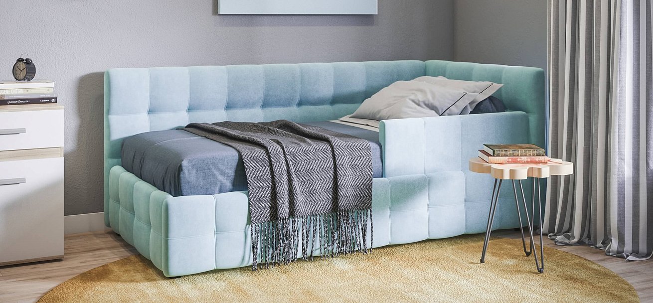 Кровать BOSS mini NEW велюр Monolit аква