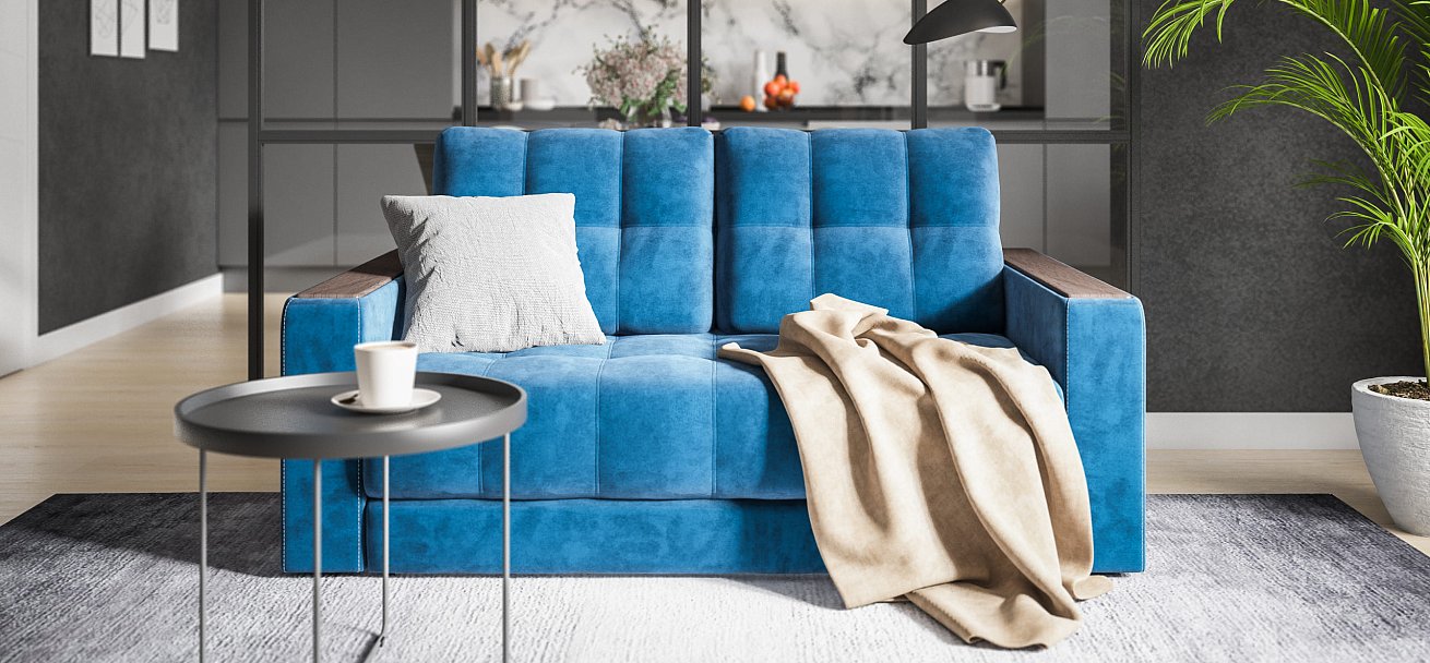 Диван BOSS Compact велюр Monolit синий