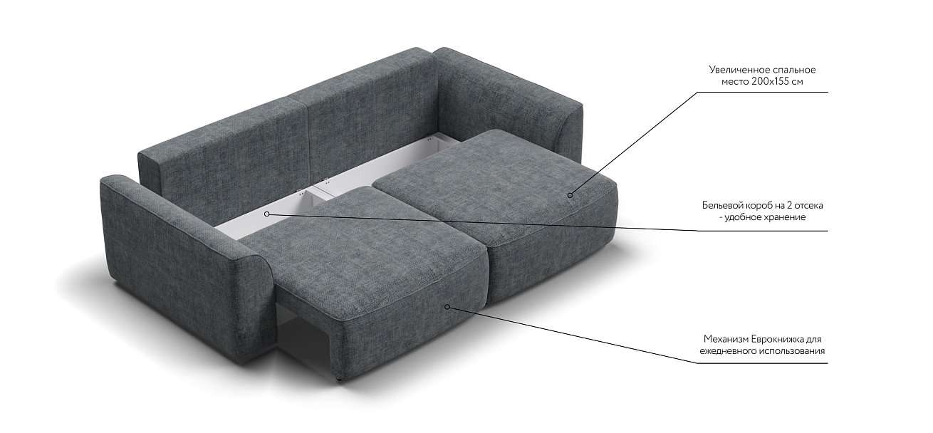 Диван KING SE шенилл IQ серый