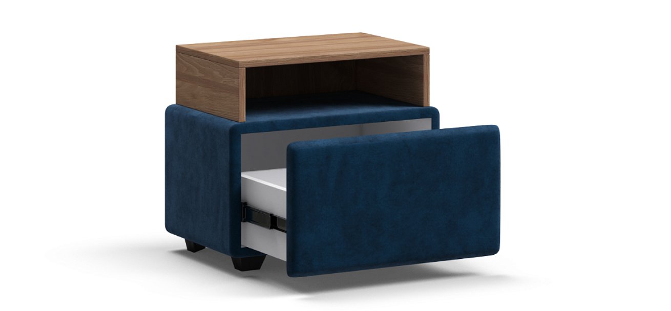 Тумба Босс Велюр Монолит синий, Орех селект