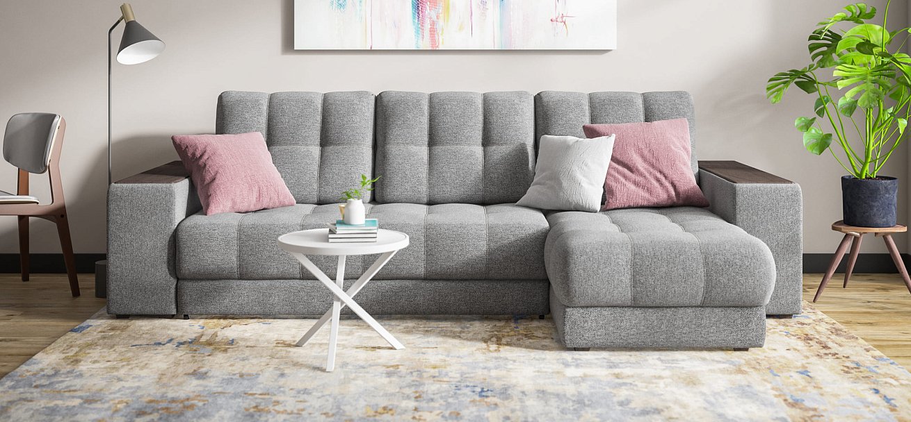 Угловой диван BOSS 3.0 XL рогожка Malmo серый