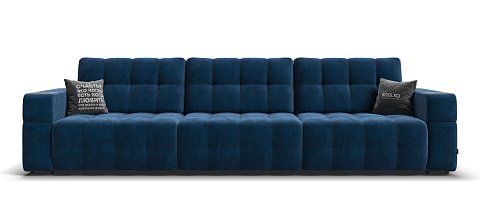 Диван BOSS.XO MAX велюр Monolit синий / WOOD Rock