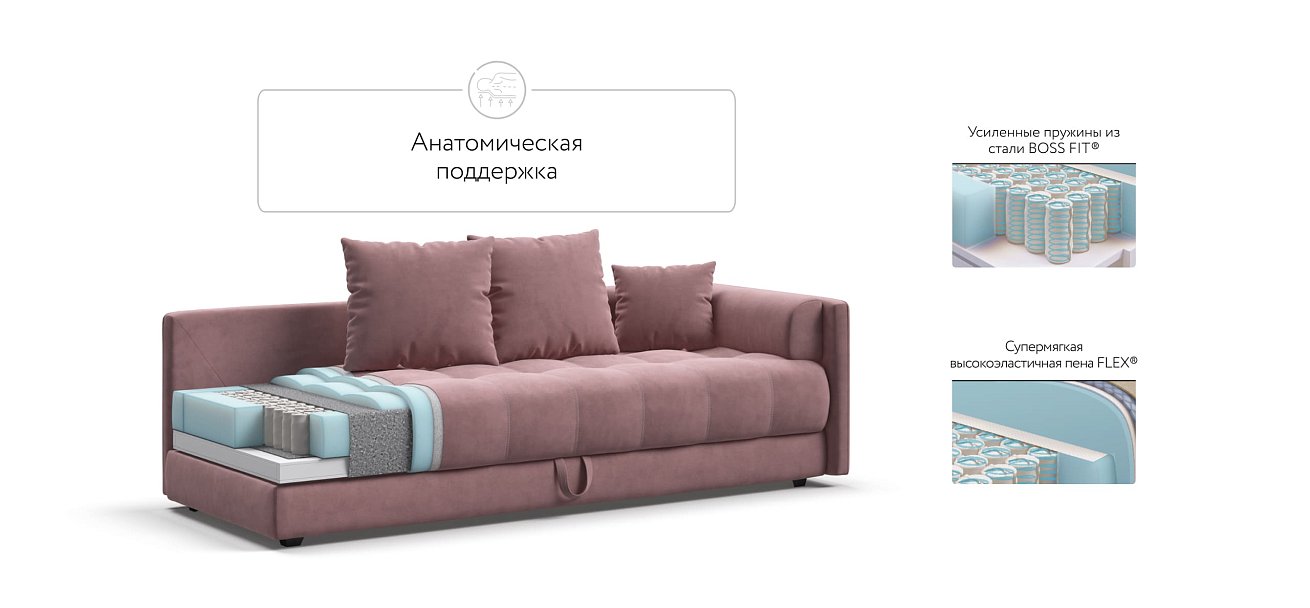 Тахта BOSS велюр Monolit роуз