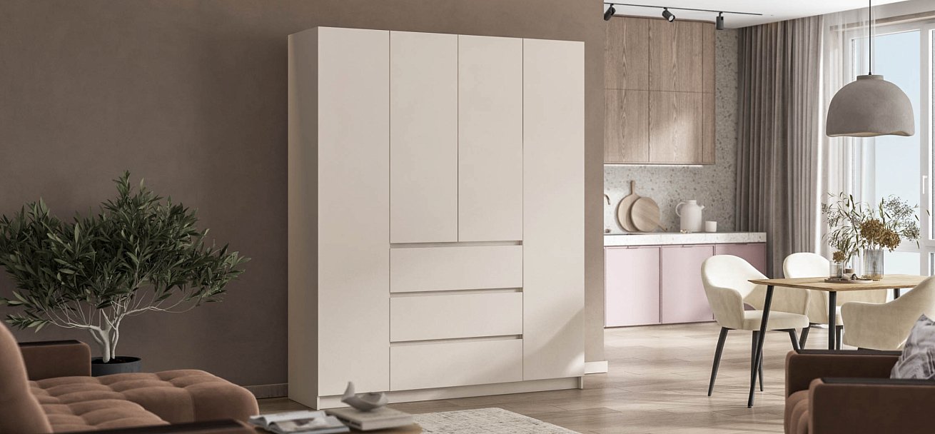 Идея 180 шкаф распашной 4Д+ящики Кашемир