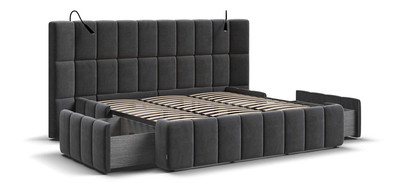 Кровать BOSS.XO 180*200 велюр Monolit серая