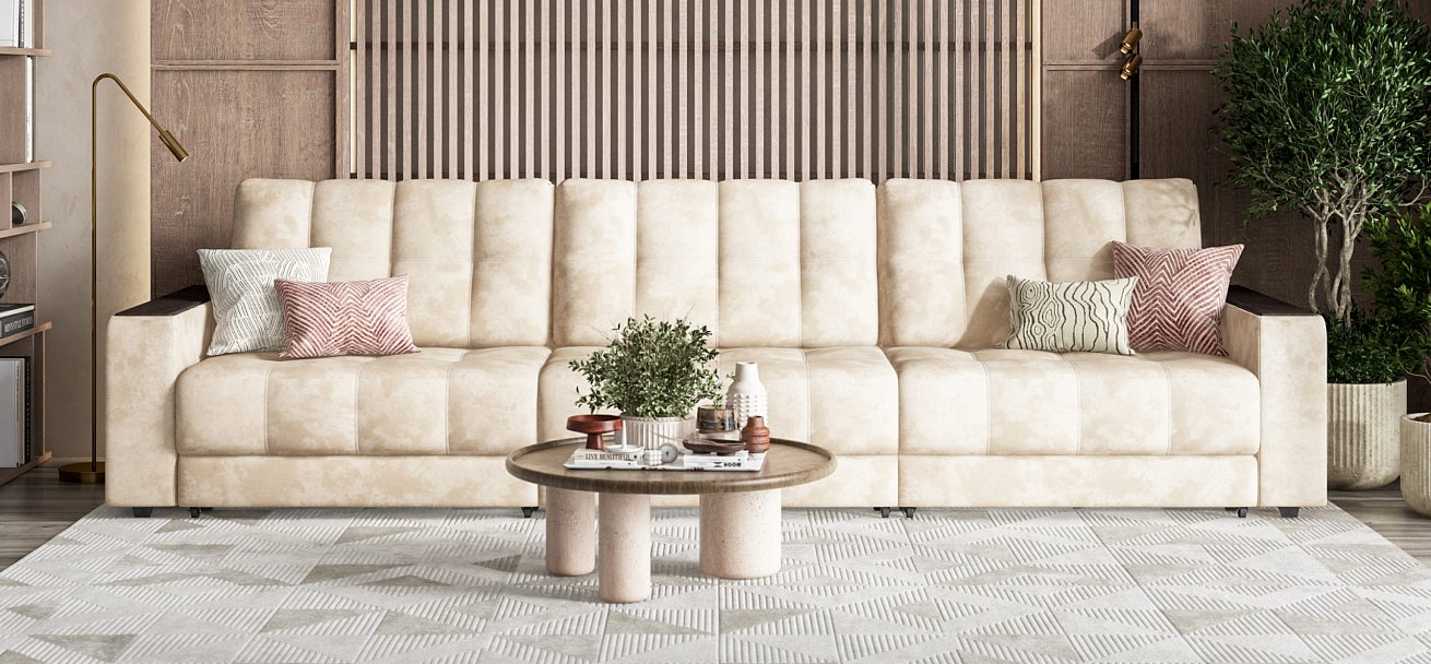 Диван BOSS GRAND Велюр Alkantara пепел