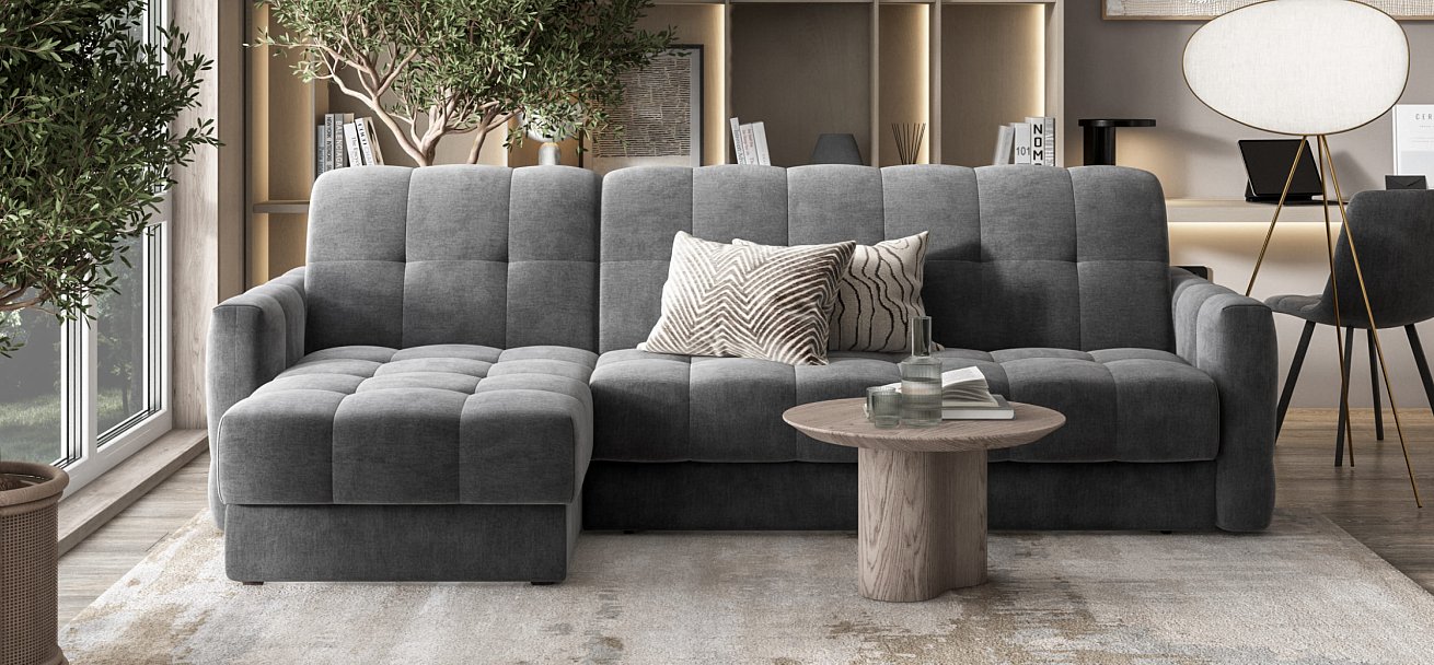 Угловой диван BOSS Sleep 160 велюр Monolit серый