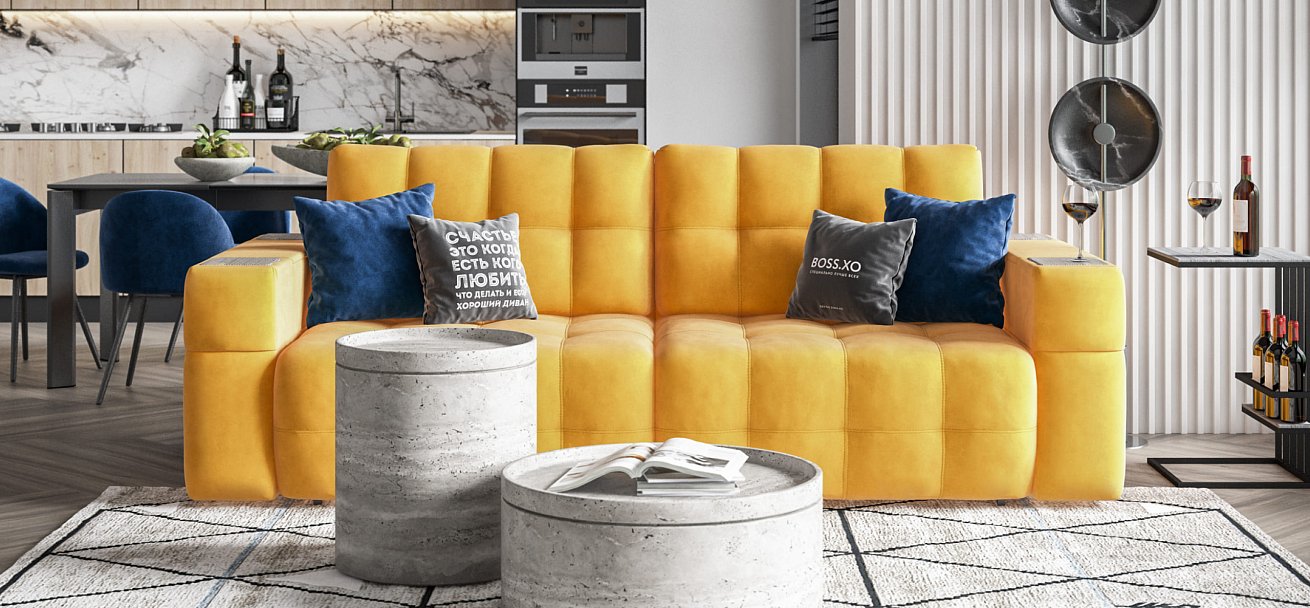 Диван BOSS.XO велюр Monolit маст / WOOD Rock