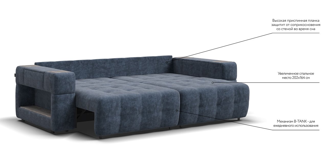 Диван BOSS.XO Велюр Royal топаз NEW / WOOD Rock