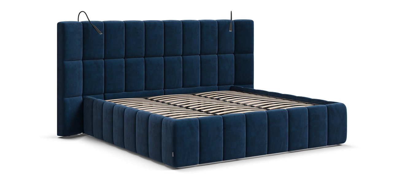 Кровать BOSS.XO 180*200 велюр Monolit синяя