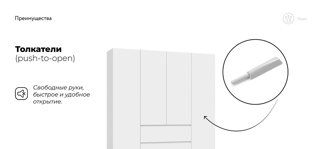 Идея 180 шкаф распашной 4Д+ящики Белый