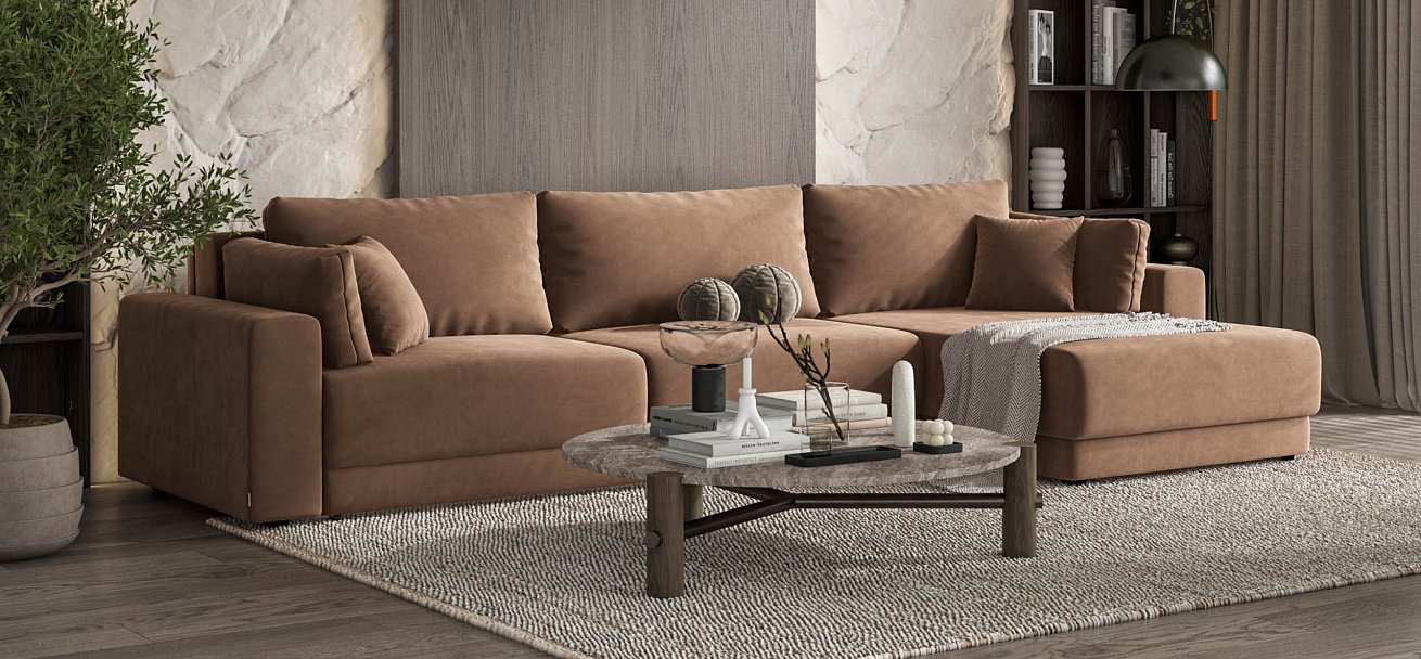 Угловой диван Босс Прайм Макс Велюр Monolit мокко