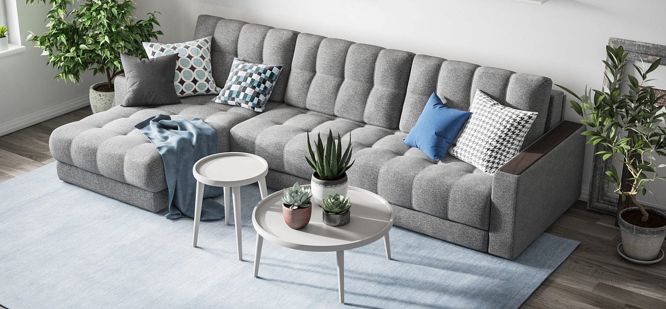 Угловой диван BOSS 3.0 MAX рогожка Malmo серый