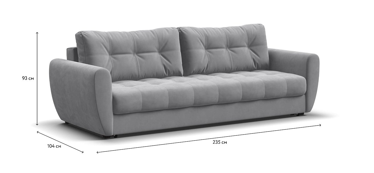 Диван Престон 2.0 велюр Monolit сталь