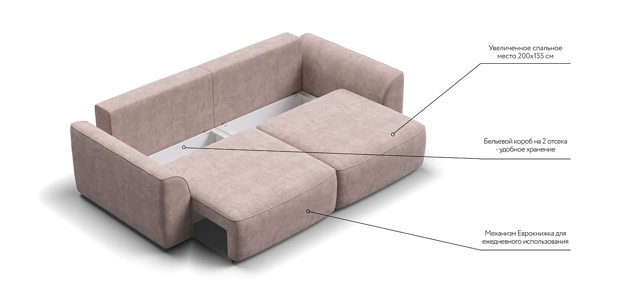 Диван KING SE Велюр Royal пион NEW