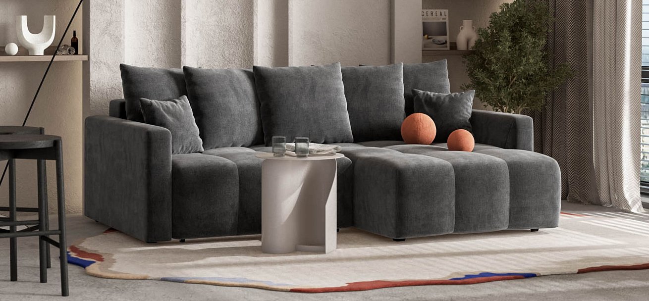 Угловой диван BOSS TREND Велюр Monolit серый