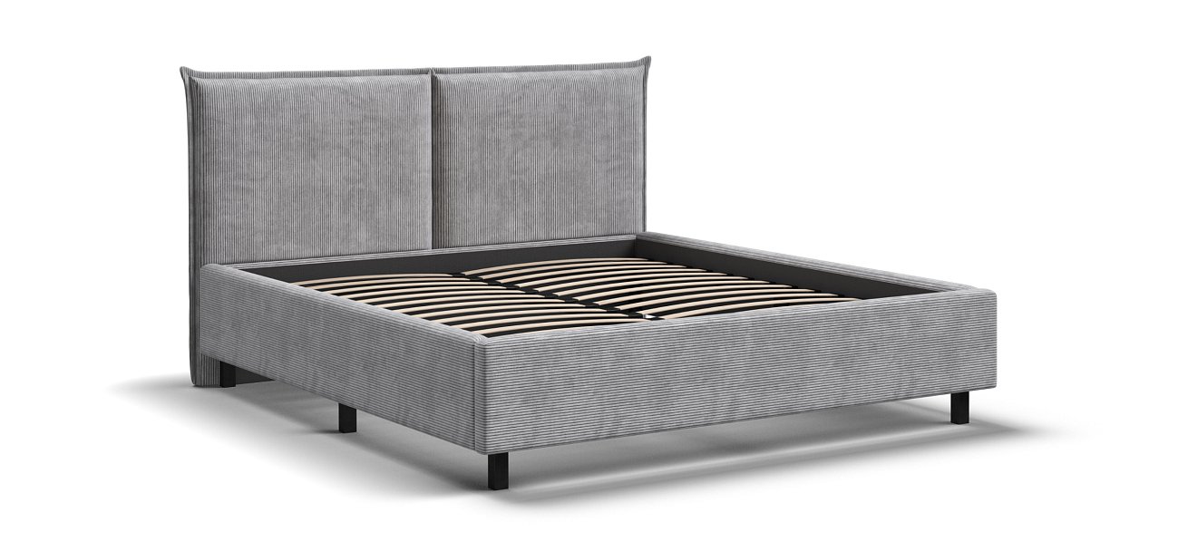 Кровать ЛЕО 160 Вельвет CORD серая