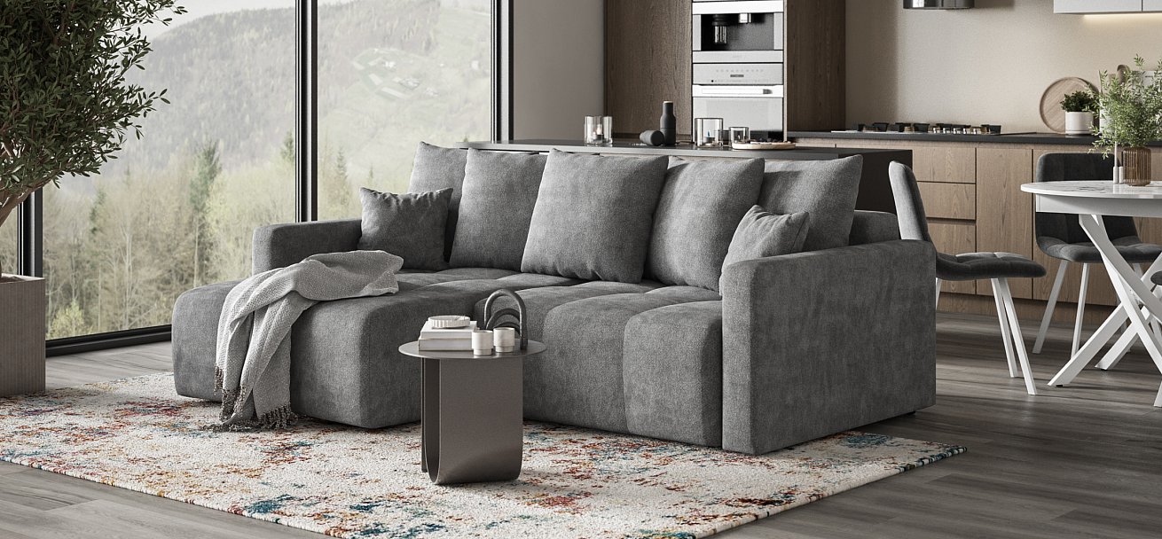 Угловой диван BOSS TREND Шенилл CLOUD графит