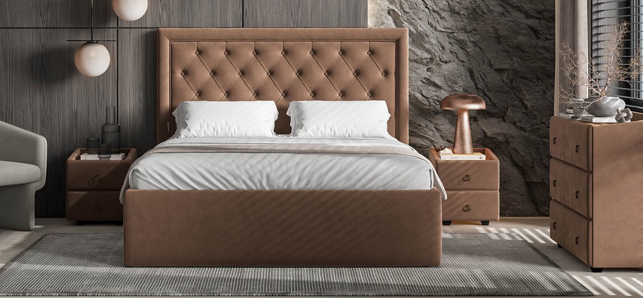 Тумба Босс Классик Велюр Монолит Мокко, Орех Селект