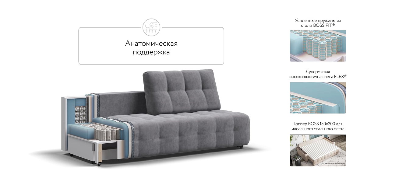 Диван BOSS 2.0 MINI Велюр Роял агат