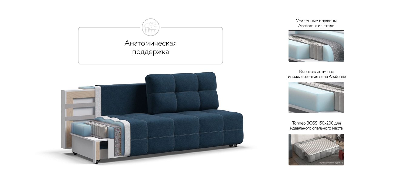 Диван Dandy MINI SE рогожка Malmo синий