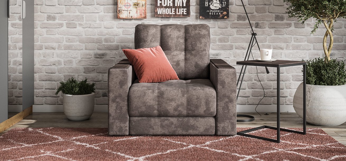 Кресло-кровать BOSS 2.0 велюр Alkantara серый