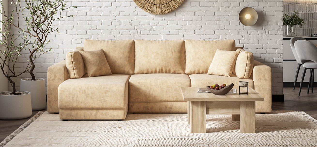 Угловой диван Босс Прайм ХЛ Велюр Роял шампань