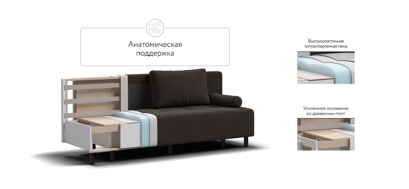 Бостон Мини диван Рогожка Мальмо шоколад