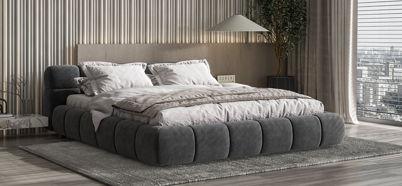 Кровать Босс Дрим 180*200 Про велюр Monolit серая