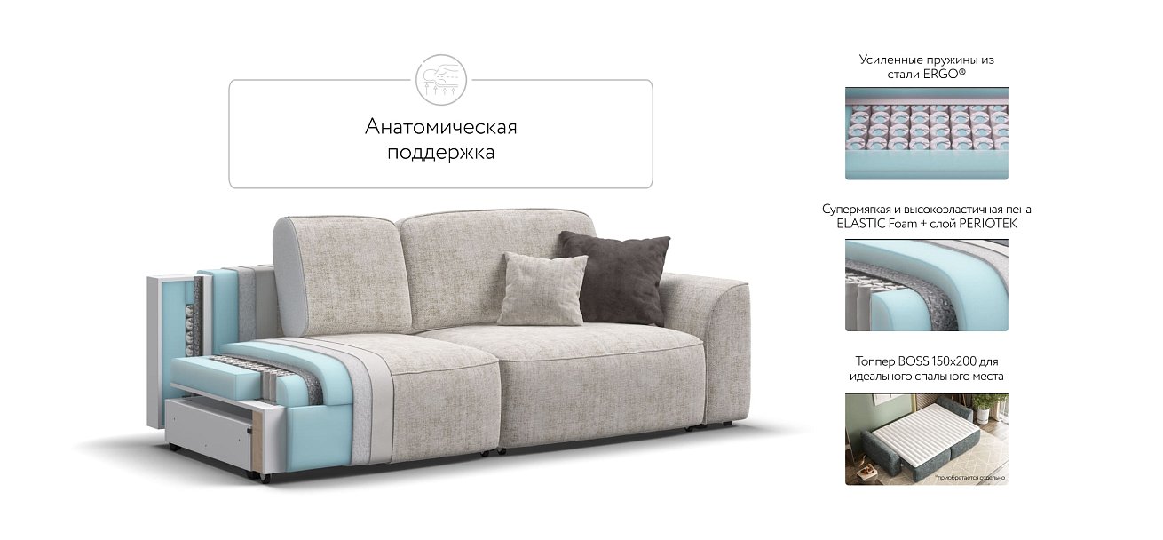 Диван KING SE шенилл IQ кварц