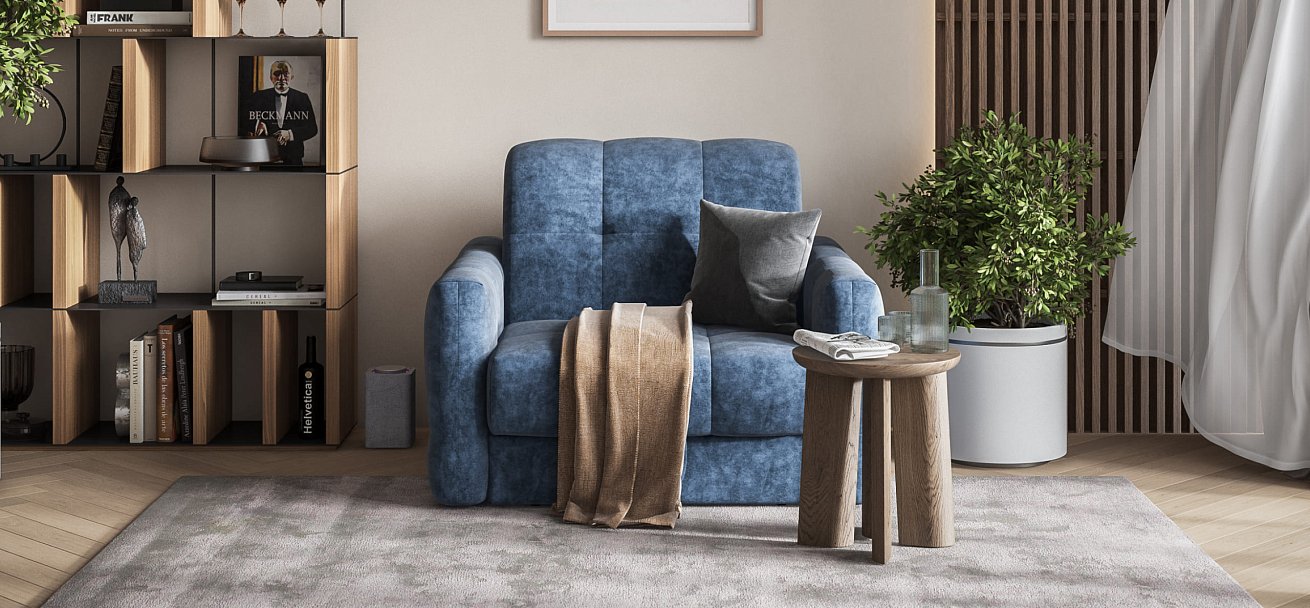 Босс Слип кресло-кровать Велюр Роял синий