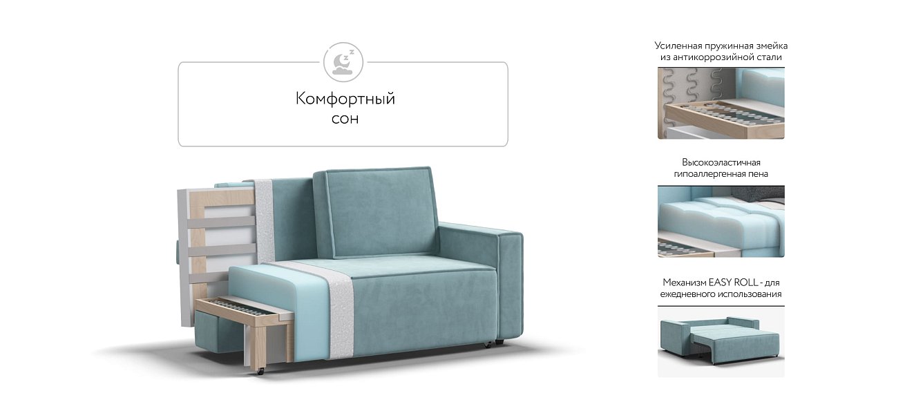 Диван NORD Compact велюр Monolit аква