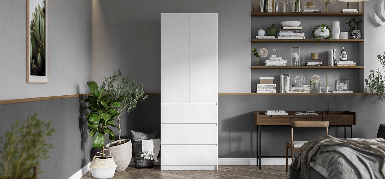 Идея 80 шкаф распашной 2Д+ящики Белый