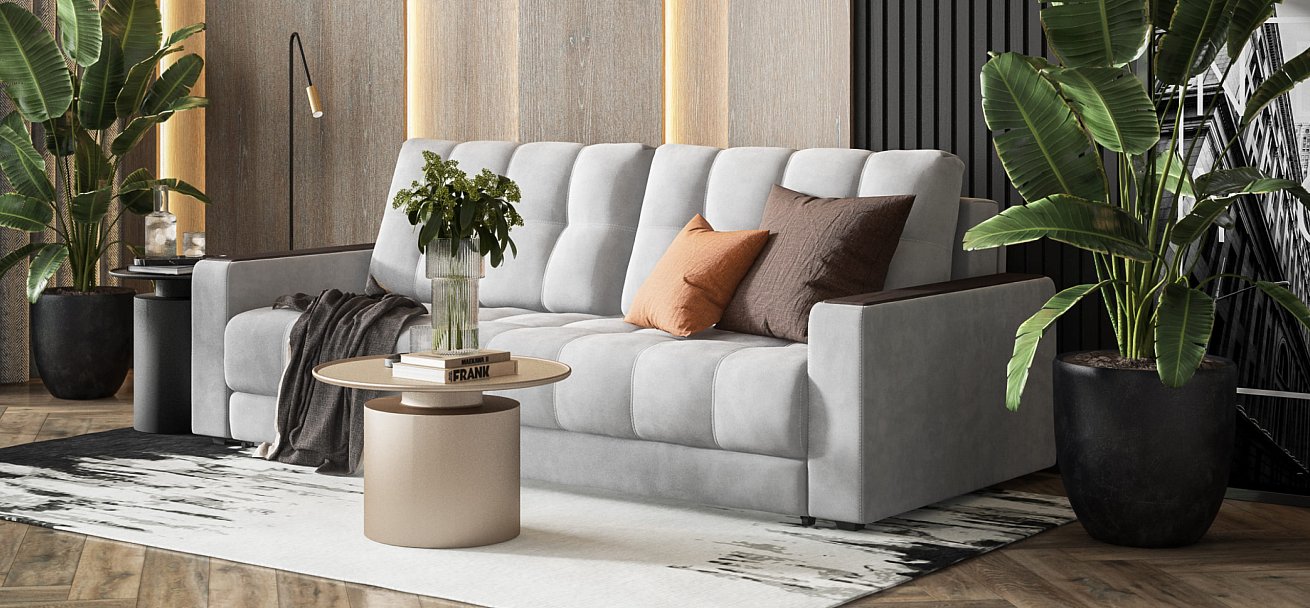 Диван BOSS 2.0 велюр Monolit сталь